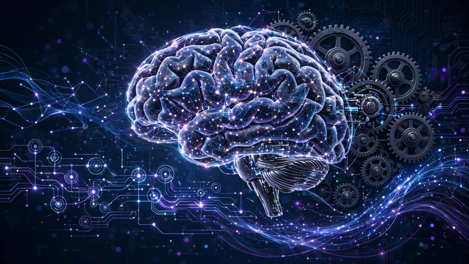 Neural network brain merged with Python code and automation workflows